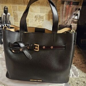 NWOT Michael Kors Black Pebbled Leather Emilia Bag